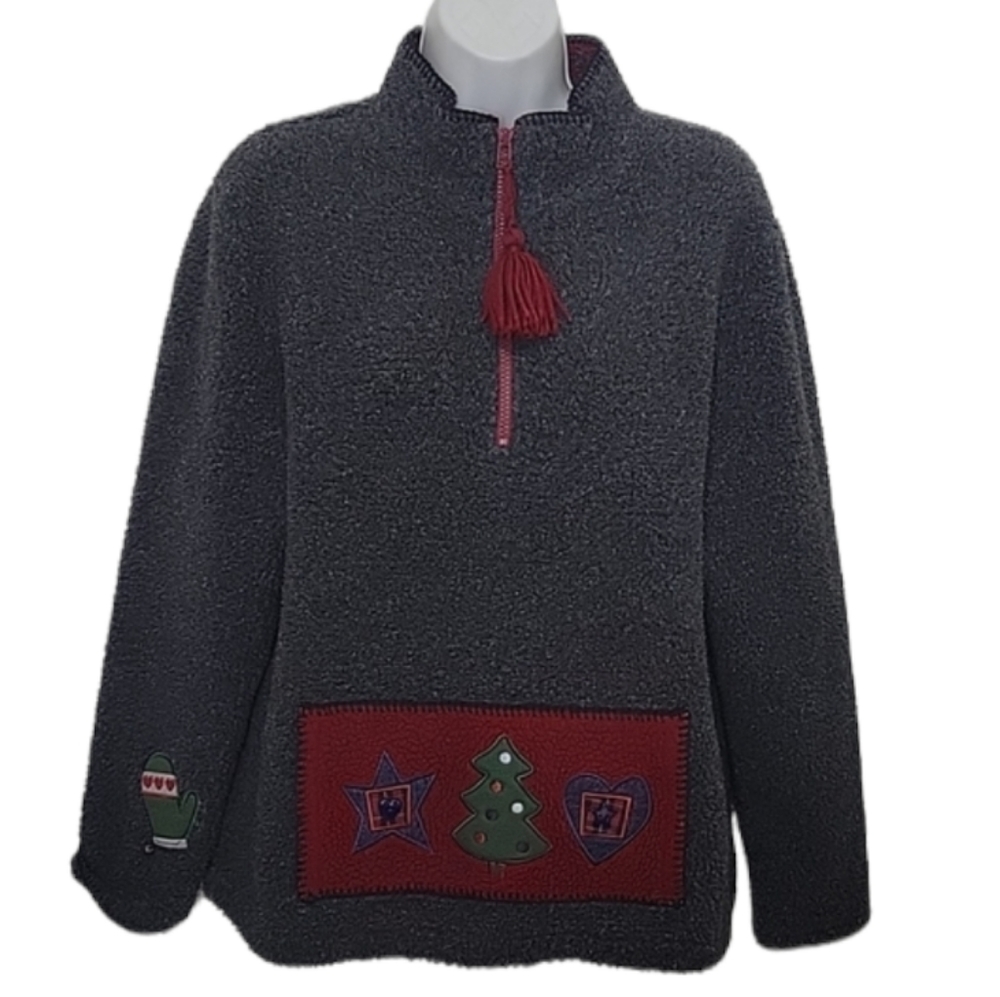 Croft & Barrow Sport Vintage Fleece Christmas Holiday Sweatshirt Sweater…